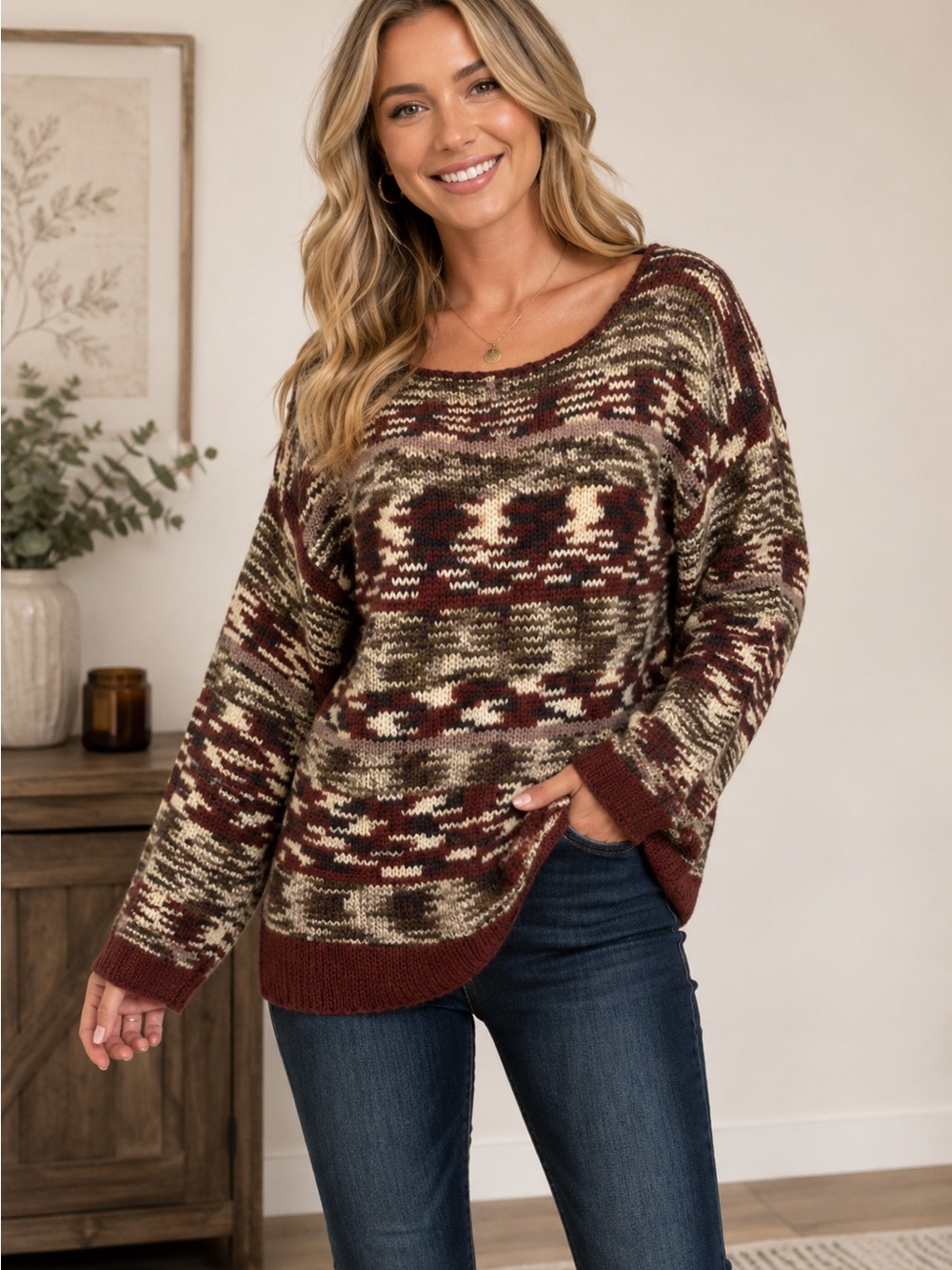Cupio Sweater Plum, Gray Sz Large